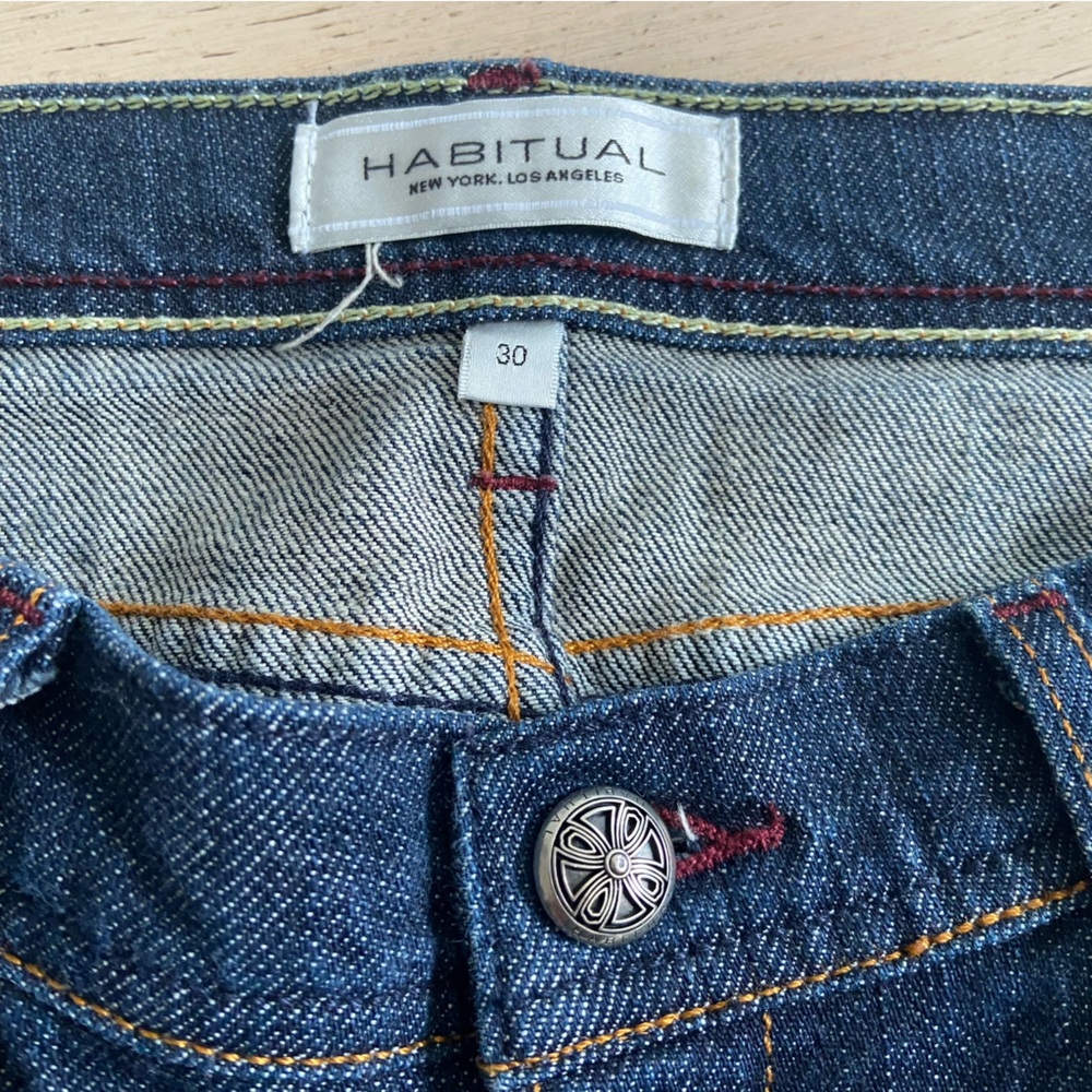 HABITUAL Low Rise Bootcut Jeans Size 30 Dark Wash 34.5” Inseam Y2K EUC USA - Picture 6 of 12